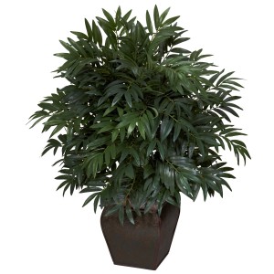 Double-Bamboo-Palm-with-Decorative-Planter-Silk-Plant-L13908175